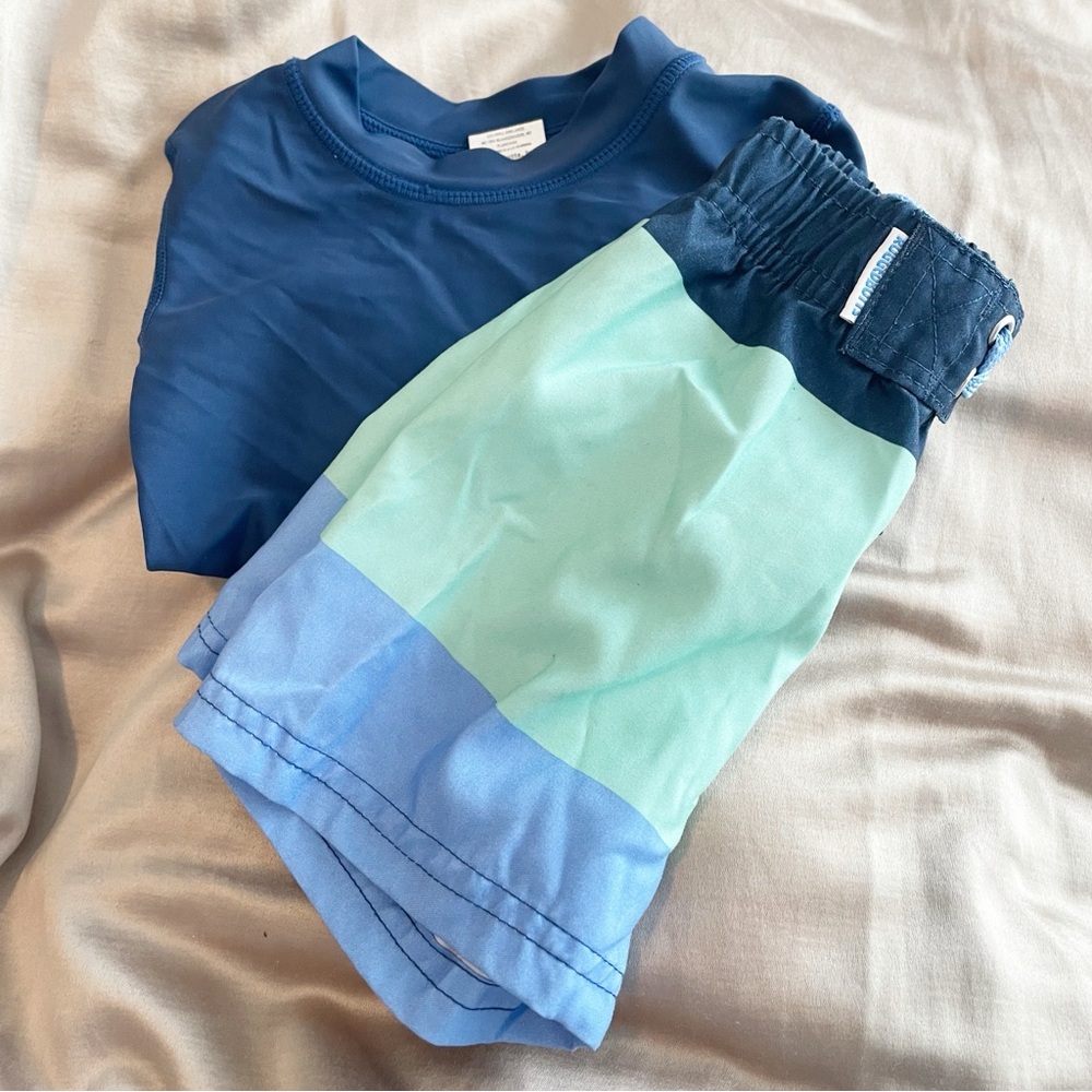 Rugged Butts Baby 3-6 Months Oceanic Blue and Green Swim Trunks